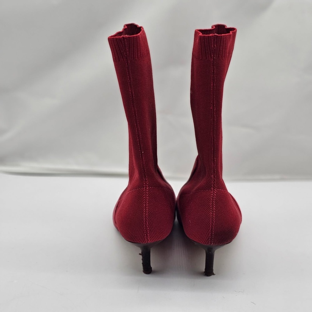 Halston Women Size 9 Sock Red Booties Suede Stretchy Pointy Toe Valentine Day - Picture 4 of 14